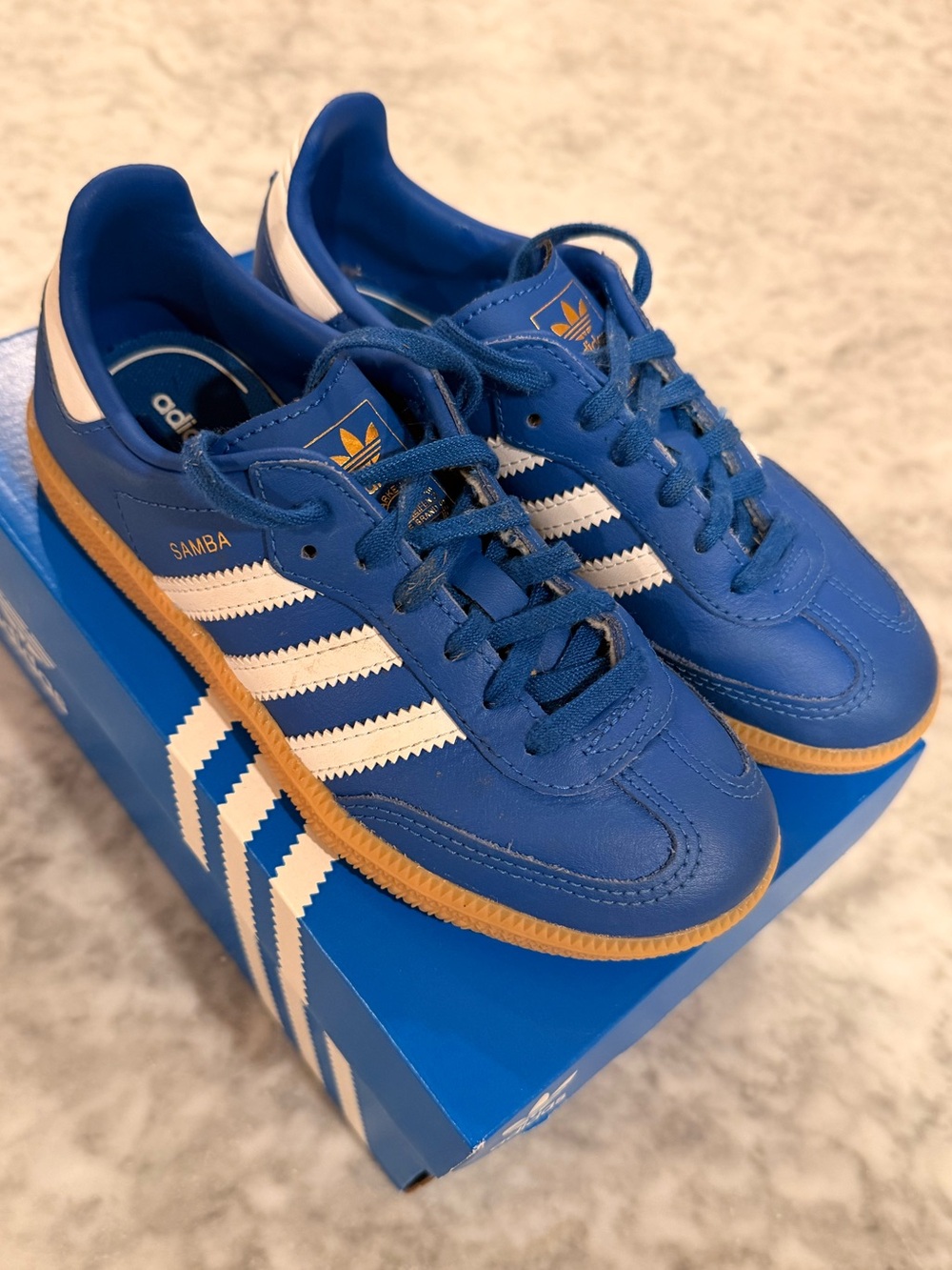 Adidas Kids Samba Sneakers in Blue, White and Gum